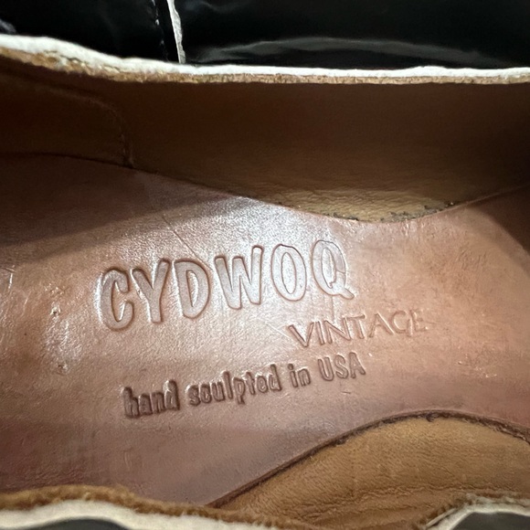 CYDWOQ Vintage Black Leather Kitten Heels Pumps Glossy Soft Iridescent 37 Shoes - Picture 8 of 11